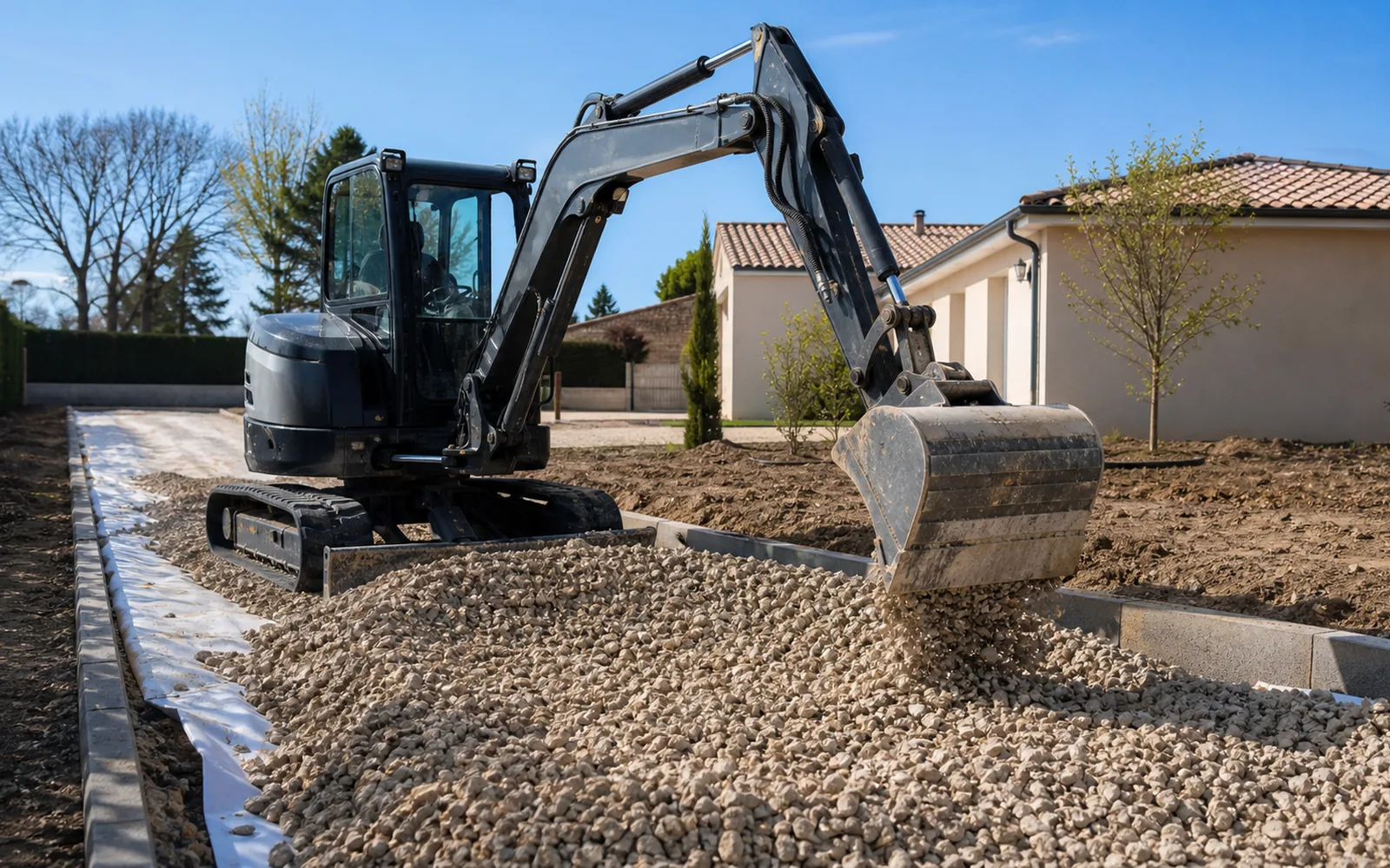 Empierrement et préparation de couche de forme pour chemin d'accès à Montauban