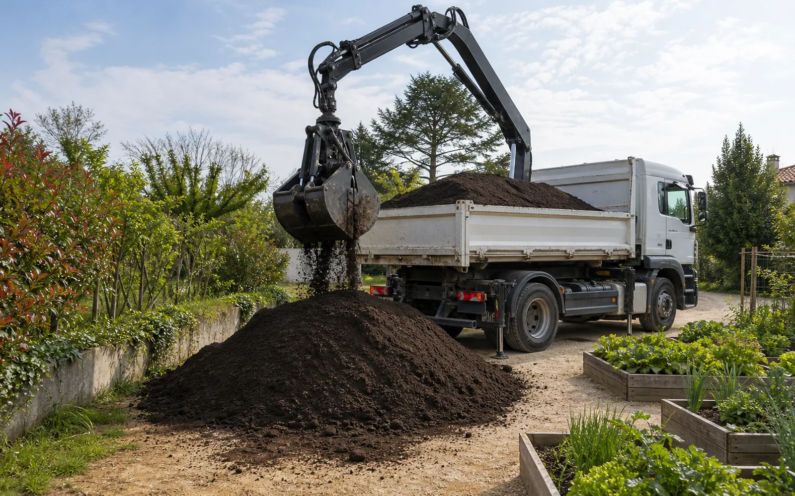 Livraison de compost en vrac avec camion-grue et dépôt propre à Montauban