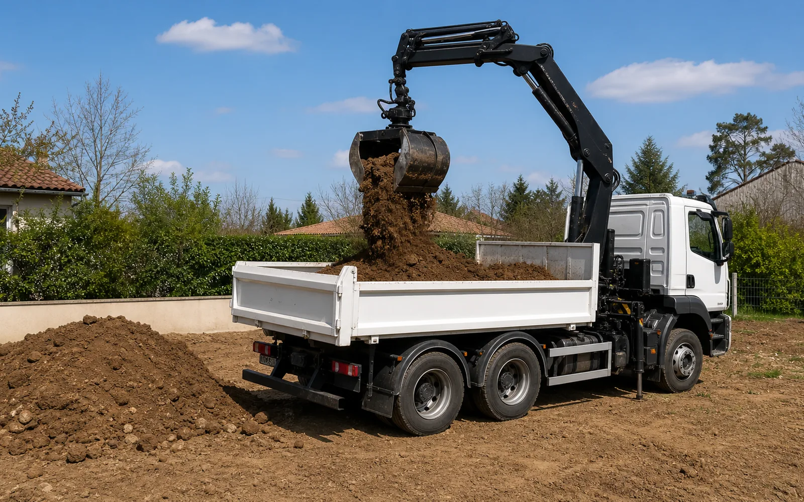 Évacuation de terre issue de travaux de terrassement sur un terrain à Montauban